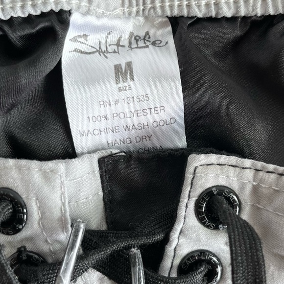 Salt life mens swim trunks, medium, black with gray trim, elastic waist - Picture 10 of 11